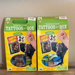 Wild Animal Valentine’s Day Tattoos 2 packs each containing 24 USA Made